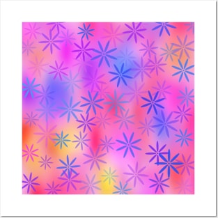 Multicolor Flowers on a Bright Colorful Background v3 pink underlay Posters and Art